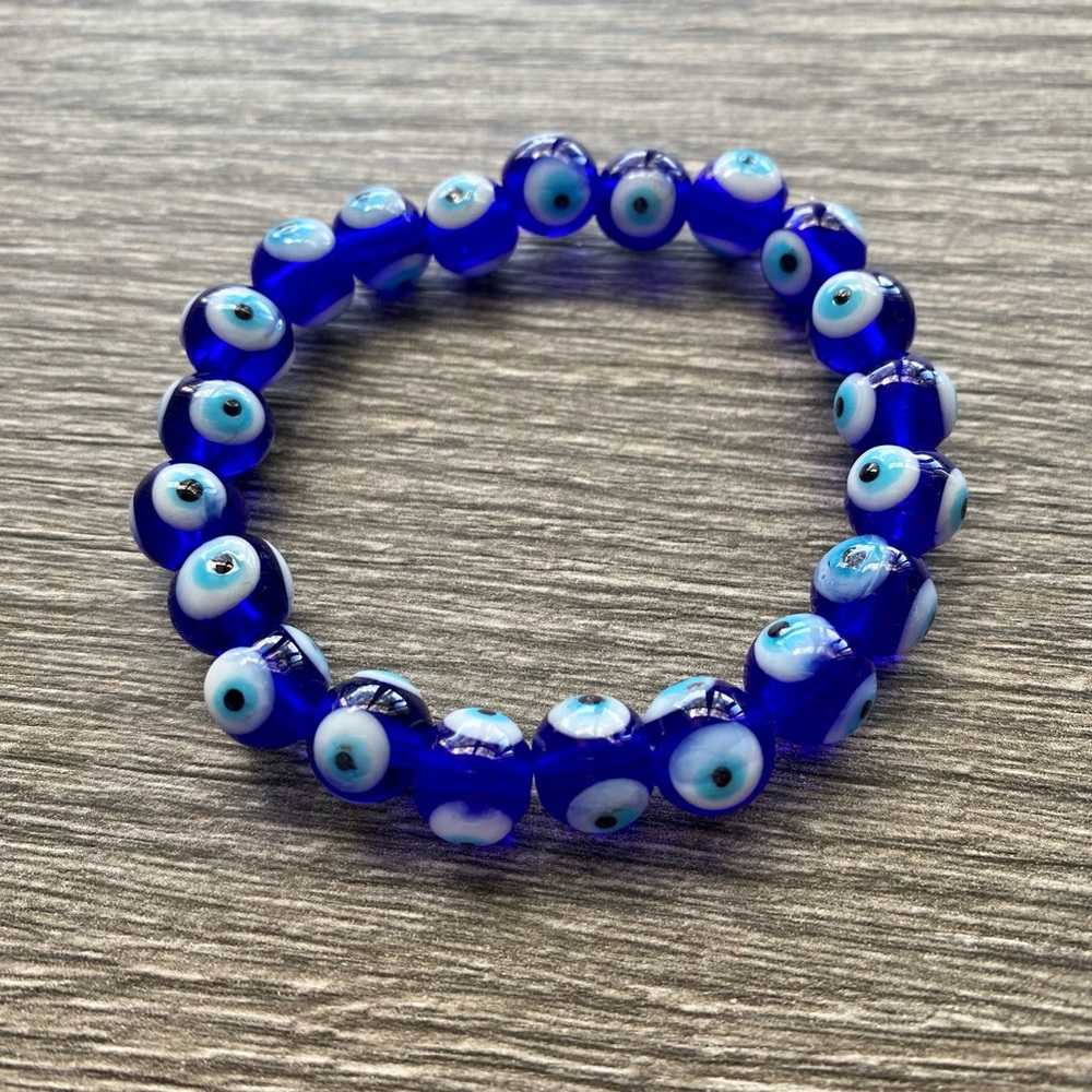 Blue evil eye bracelet.  One size